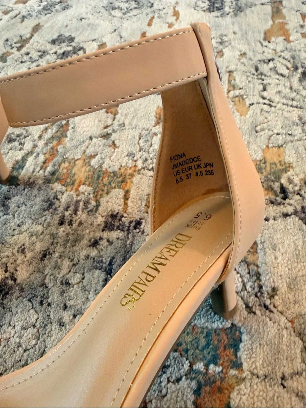 Women’s Beige Open-Toe Pump Heeled Sandals with Ankle Strap Size 6